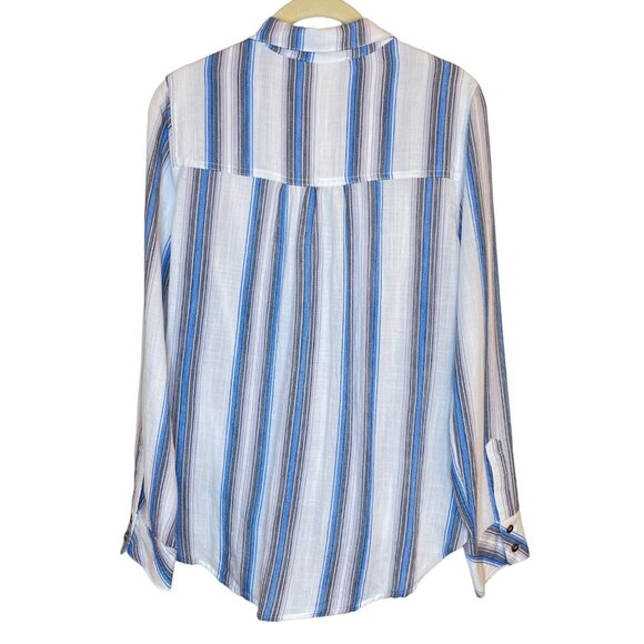 Vacate the Label Striped Faux Wrap Long Sleeve Shirt, M - Picture 2 of 7